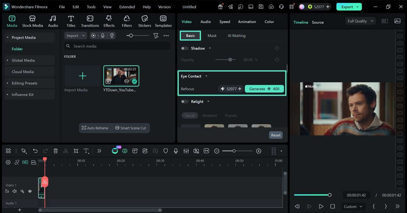 enable eye contact feature