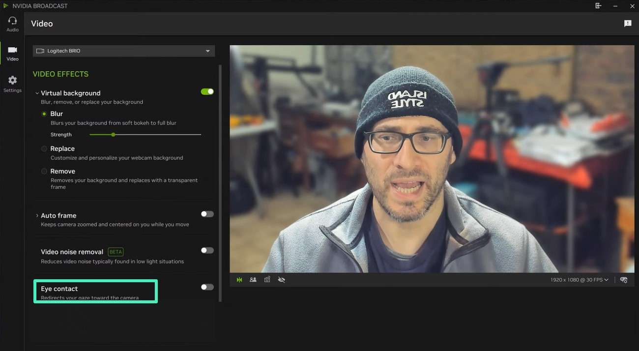 locate eye contact feature