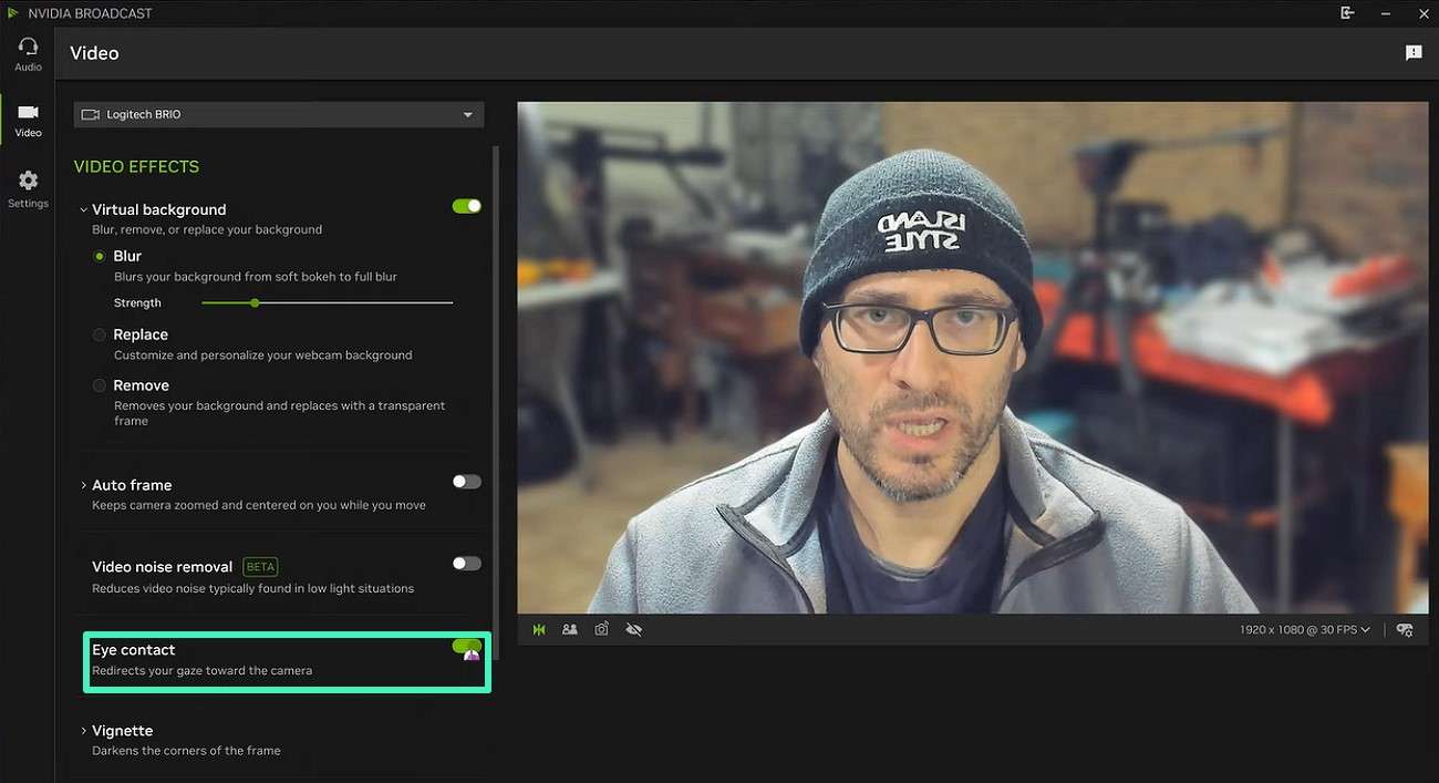 enable nvidia eye contact