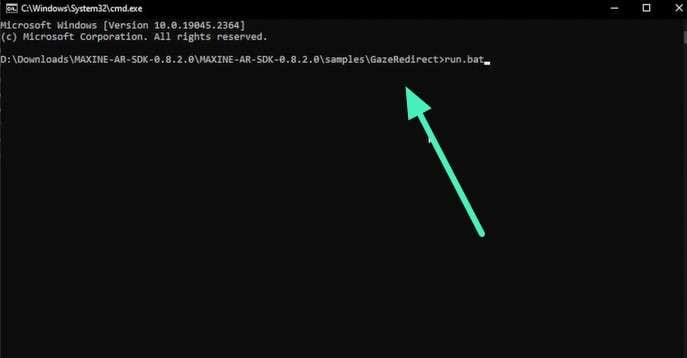 open cmd run bat file