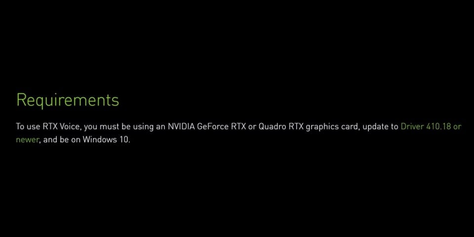 nvidia noise removal system requirements