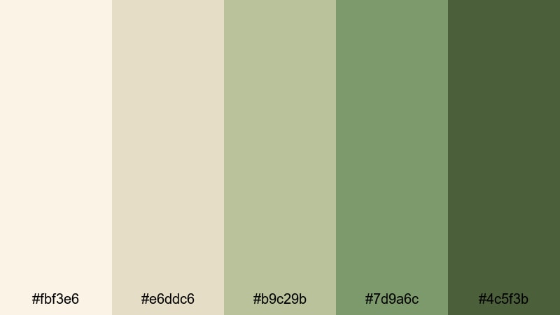 oatmilk meadow coffee cream color palette with hex codes