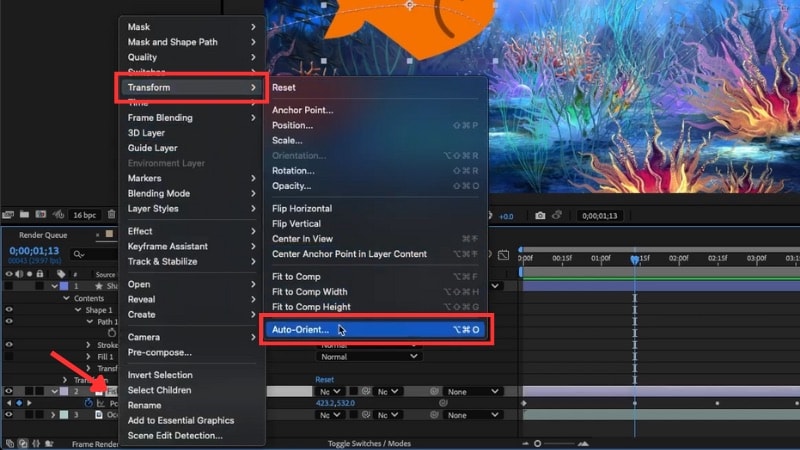 access the auto orient tool