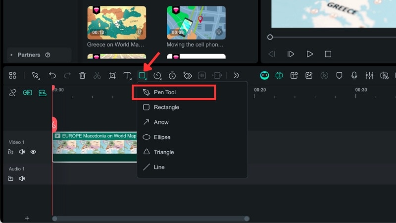 access the pen tool in filmora