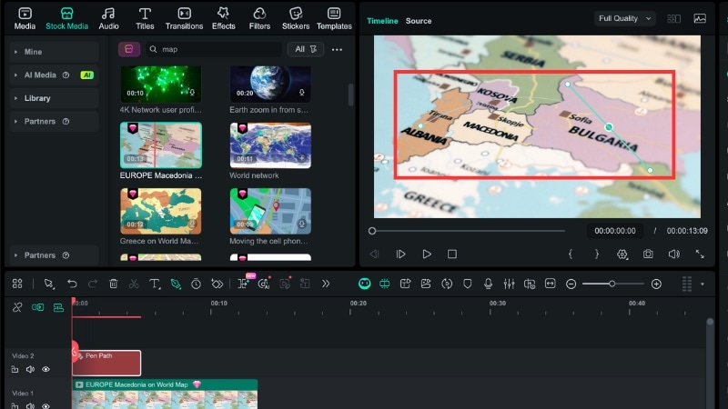 draw a path with filmora pen tool