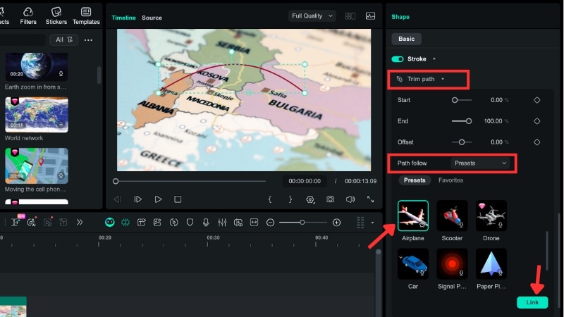 apply the trim path effect in filmora