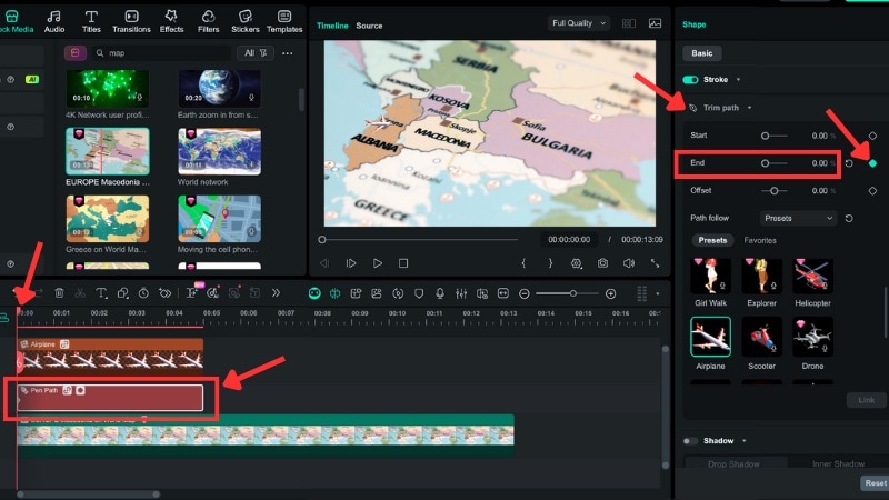 set the starting keyframe of the object