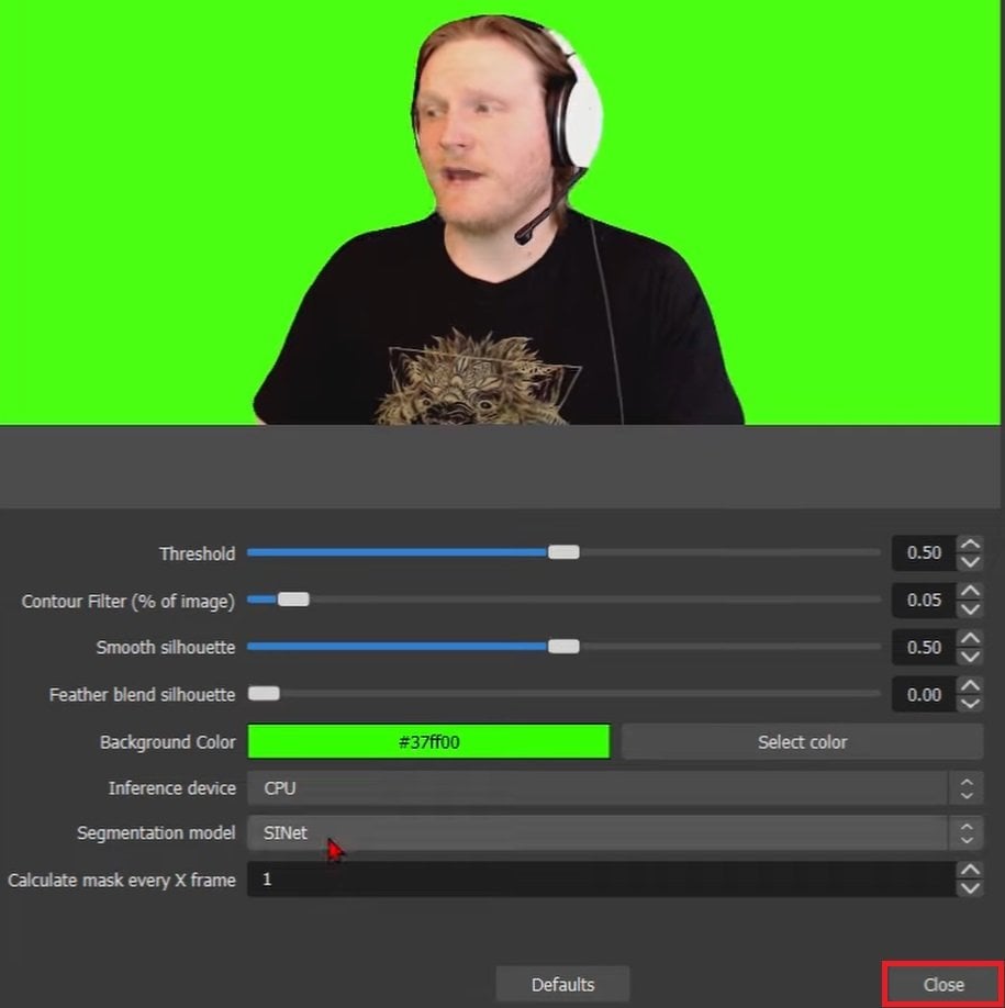 close obs filters