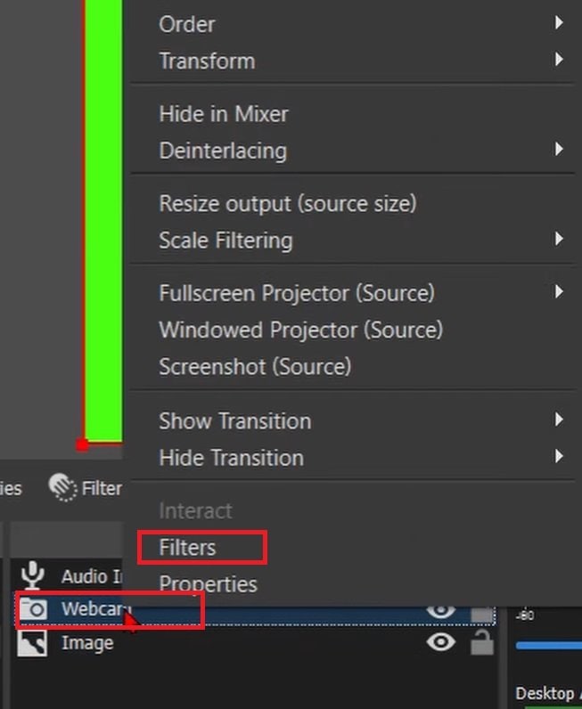 webcam filters in obs