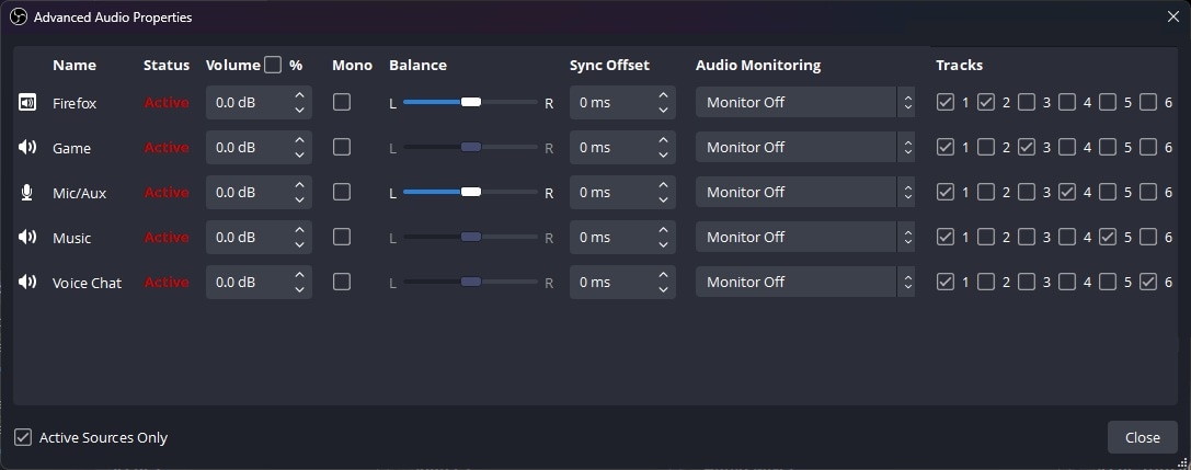 multiple audio tracks in obs