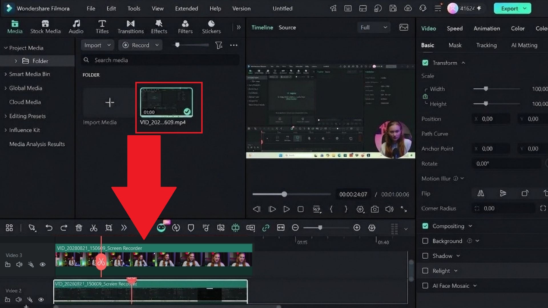 add recorded video and audio to timeline