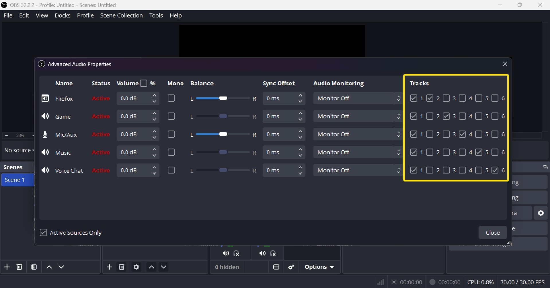 select the tracks for audio