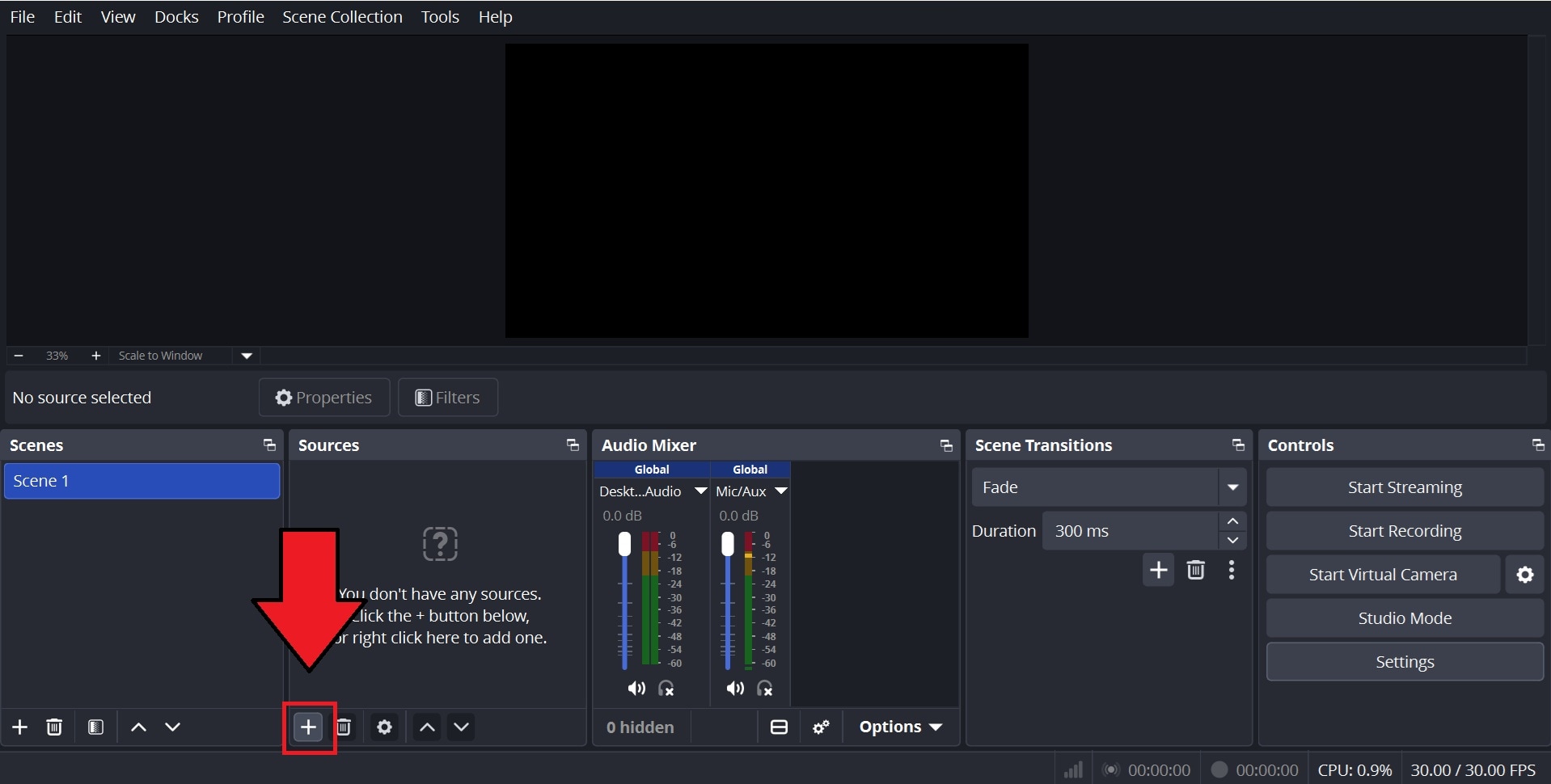add source scene in obs