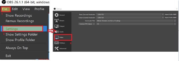 obs video settings go to settings
