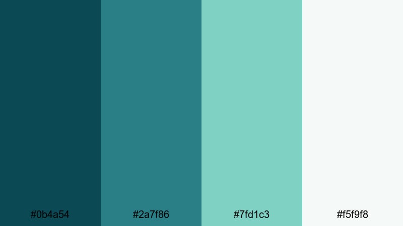 ocean breeze minimal blue green color palette with hex codes