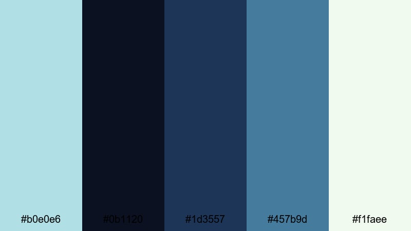 ocean storm drama powder blue color palette with hex codes