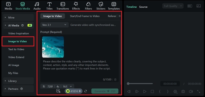 créer une vidéo d’océan avec image to video