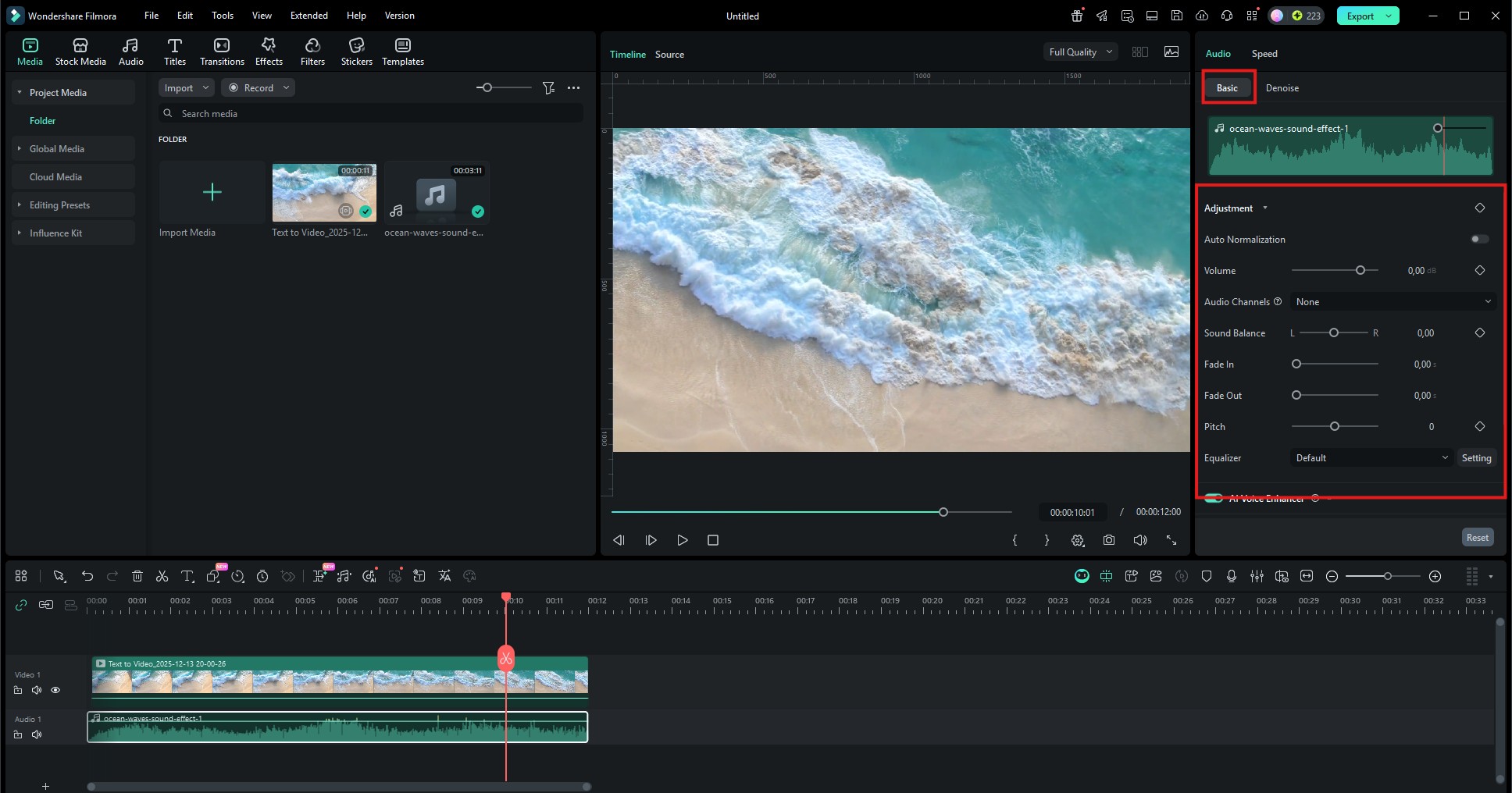 ajuster et équilibrer le son d’océan