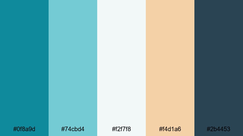 oceanfront dawn teal blue color palette with hex codes
