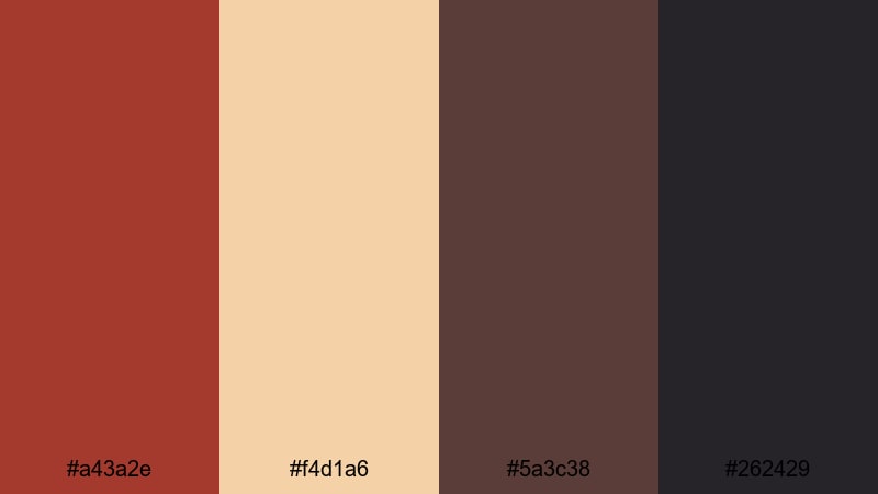 old cinema curtain red rust color palette with hex codes