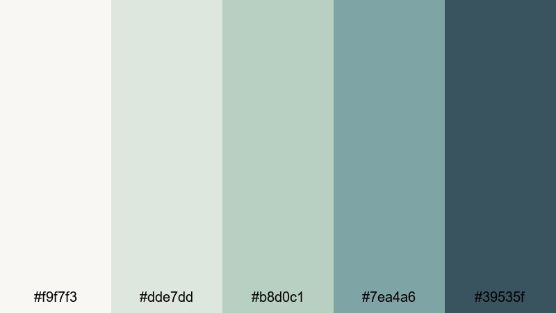 old cinema lagoon white green blue color palette with hex codes