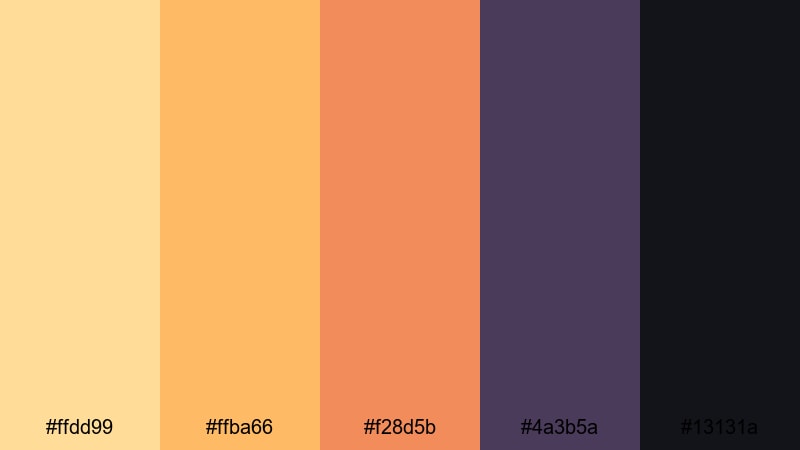 old cinema marquee peach yellow color palette with hex codes