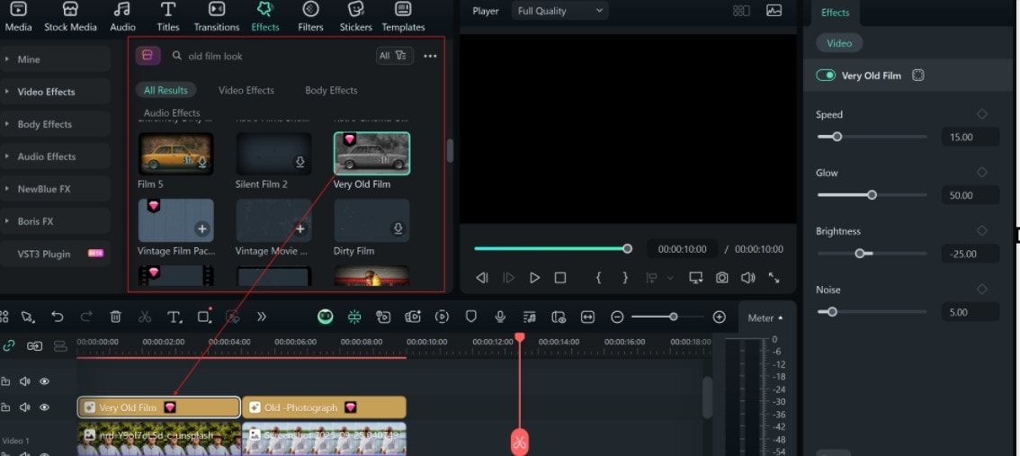 search for old film effect