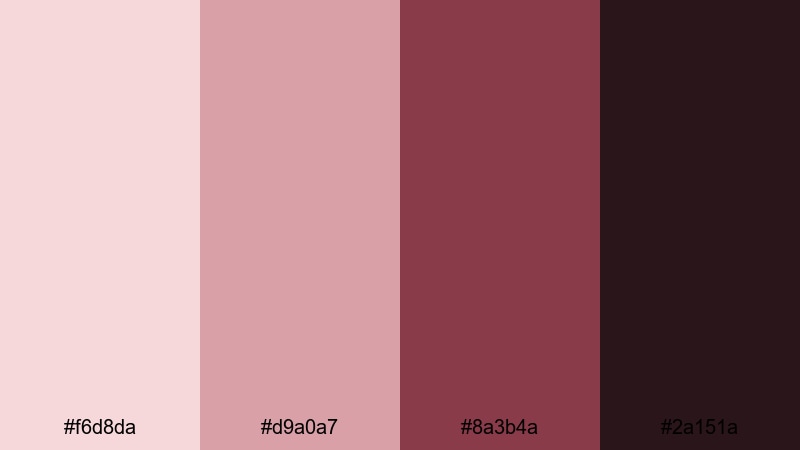 old film rosegrain pink maroon color palette with hex codes