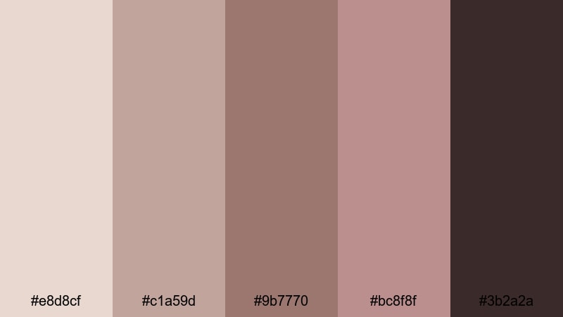 old film rosegrain rosy brown color palette with hex codes