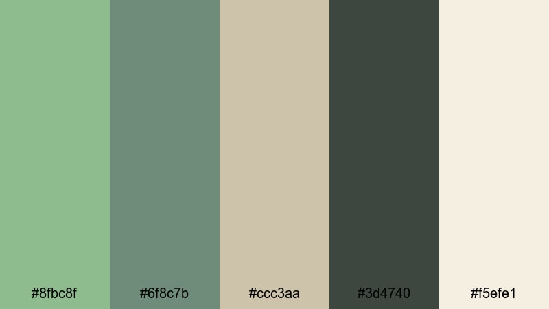 old film tidepool dark sea green color palette with hex codes