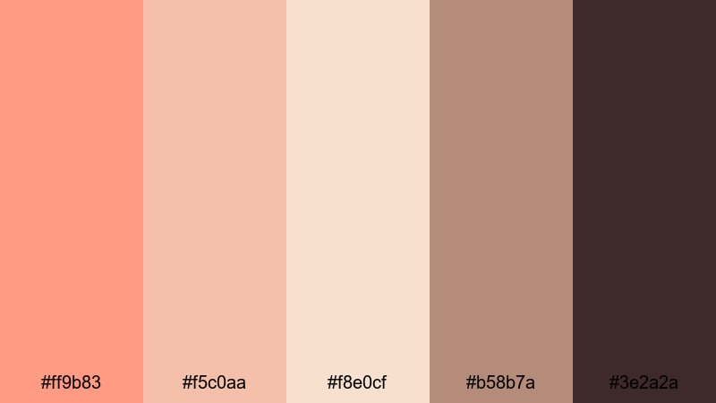 old hollywood rouge salmon peach color palette with hex codes