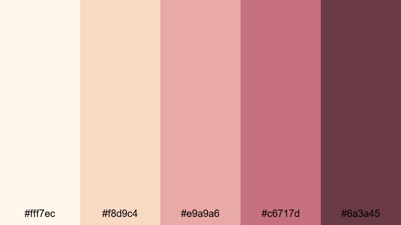 old postcard kisses love color palette with hex codes