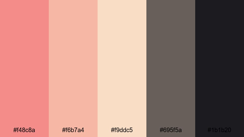 old rose reel salmon pink color palette with hex codes