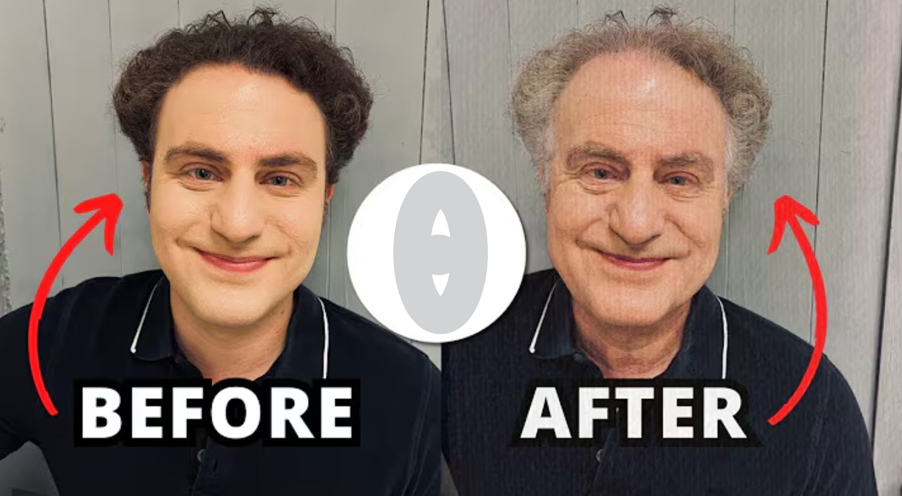 image of a young and an old male face