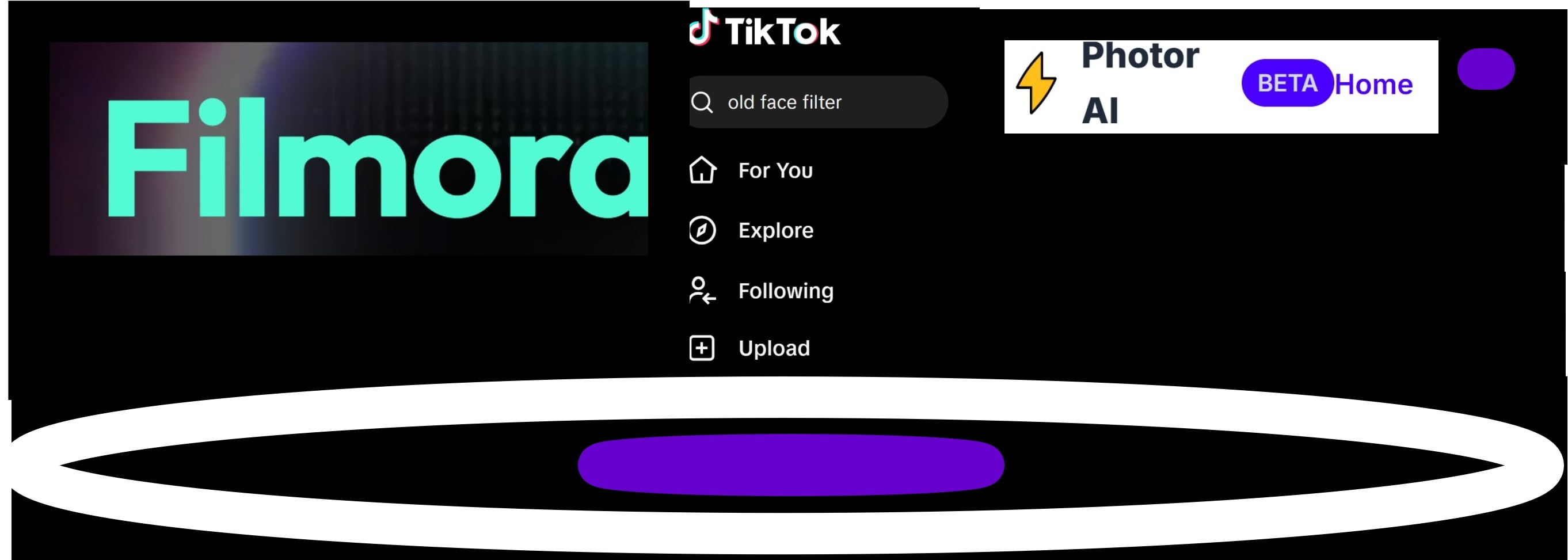 filmora vs tiktok vs photor ai aging filter