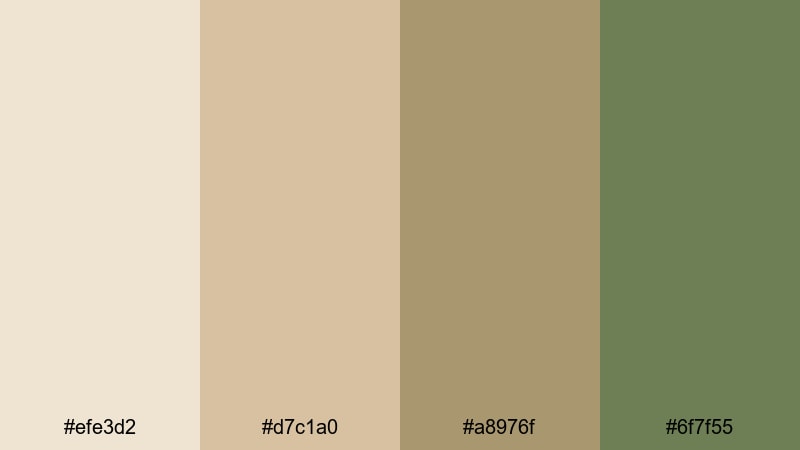 olive clay canvas beige green color palette with hex codes
