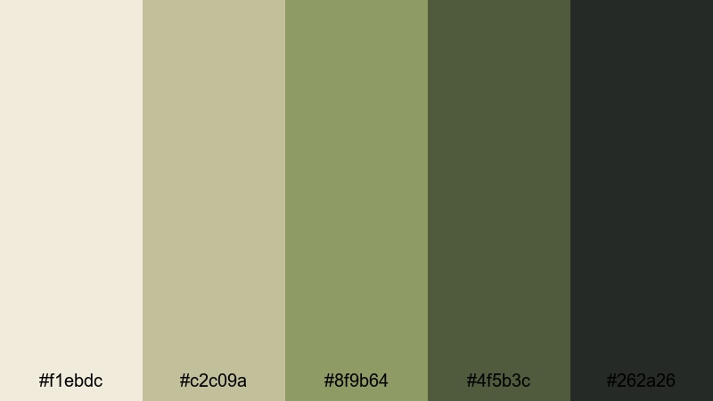 olive drone cinematic wildlife safari color palette with hex codes