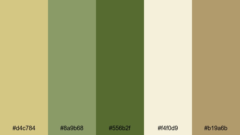 olive grove afternoon khaki color palette with hex codes