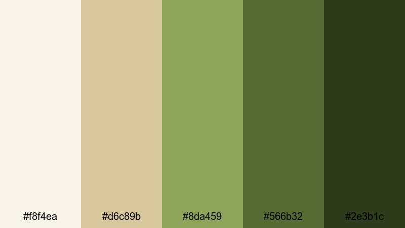 olive grove afternoon mediterranean color palette with hex codes