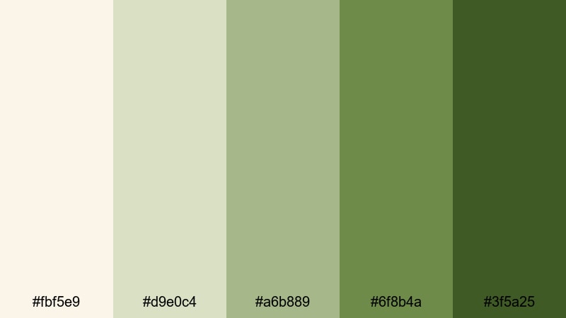 olive grove ivory ivory color palette with hex codes