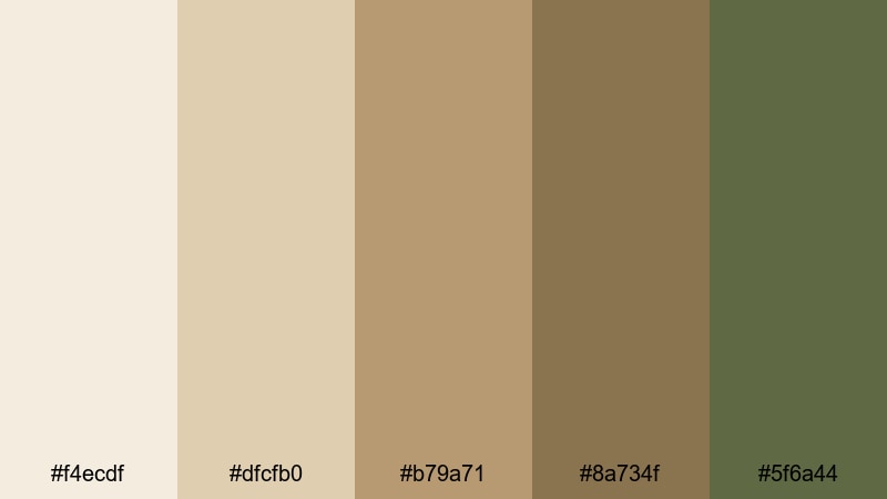 olive grove retreat beige tan color palette with hex codes