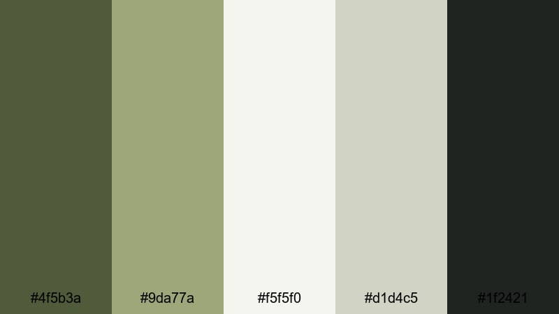 olive loft minimal olive green color palette with hex codes