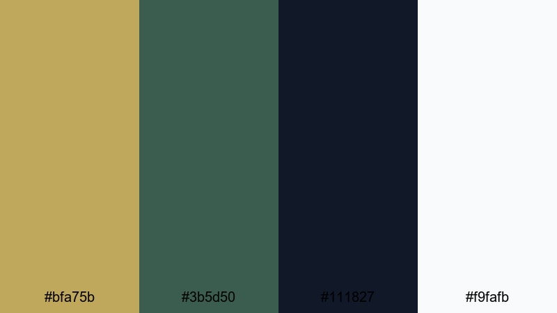 olive orchard dusk gold dark green color palette with hex codes