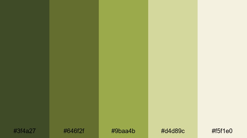 olive orchard fields nature color palette with hex codes
