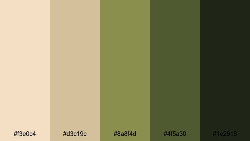 olive orchard toast champagne color palette with hex codes