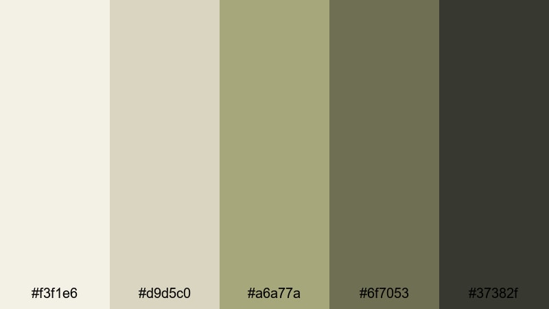 olive studio still vintage color palette with hex codes