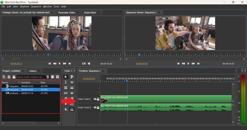 drag video to timeline