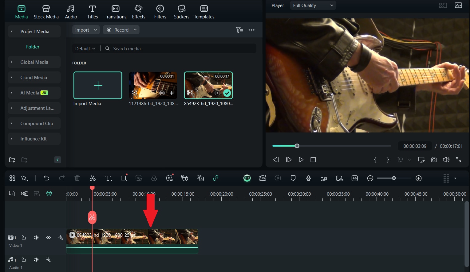 import and drag your clip