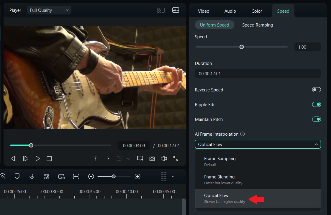 select the optical flow