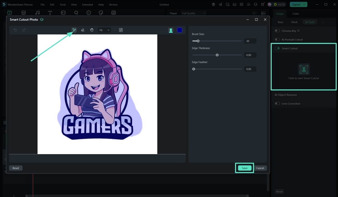 enable smart cutout brush area